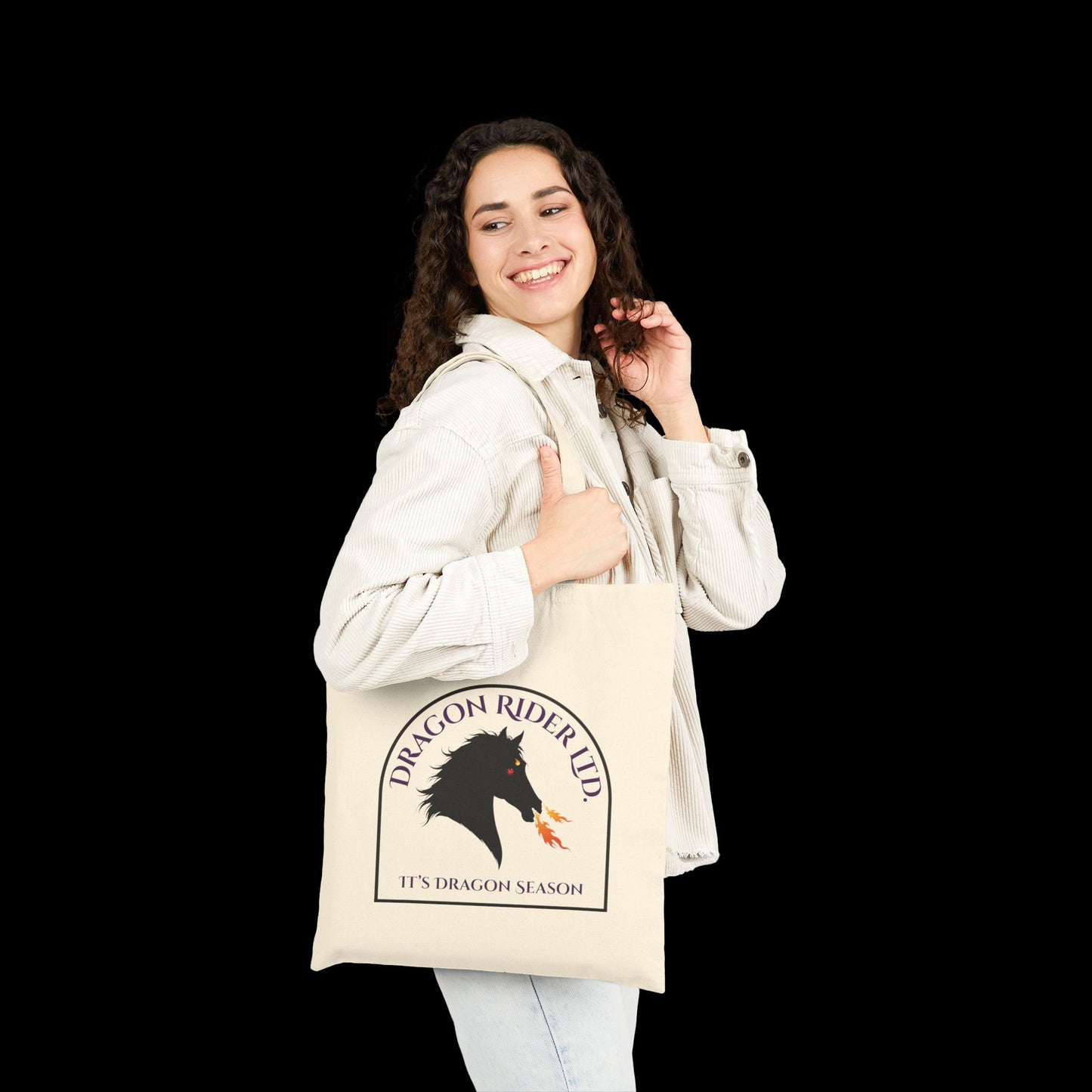 Official Dragon Rider Winged Horse Double-Sided Fantasy Cotton Canvas Tote Bag