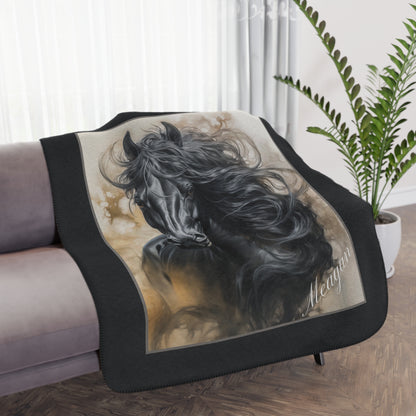 Tan Sherpa Blanket — Cozy Horse Art Throw Blanket
