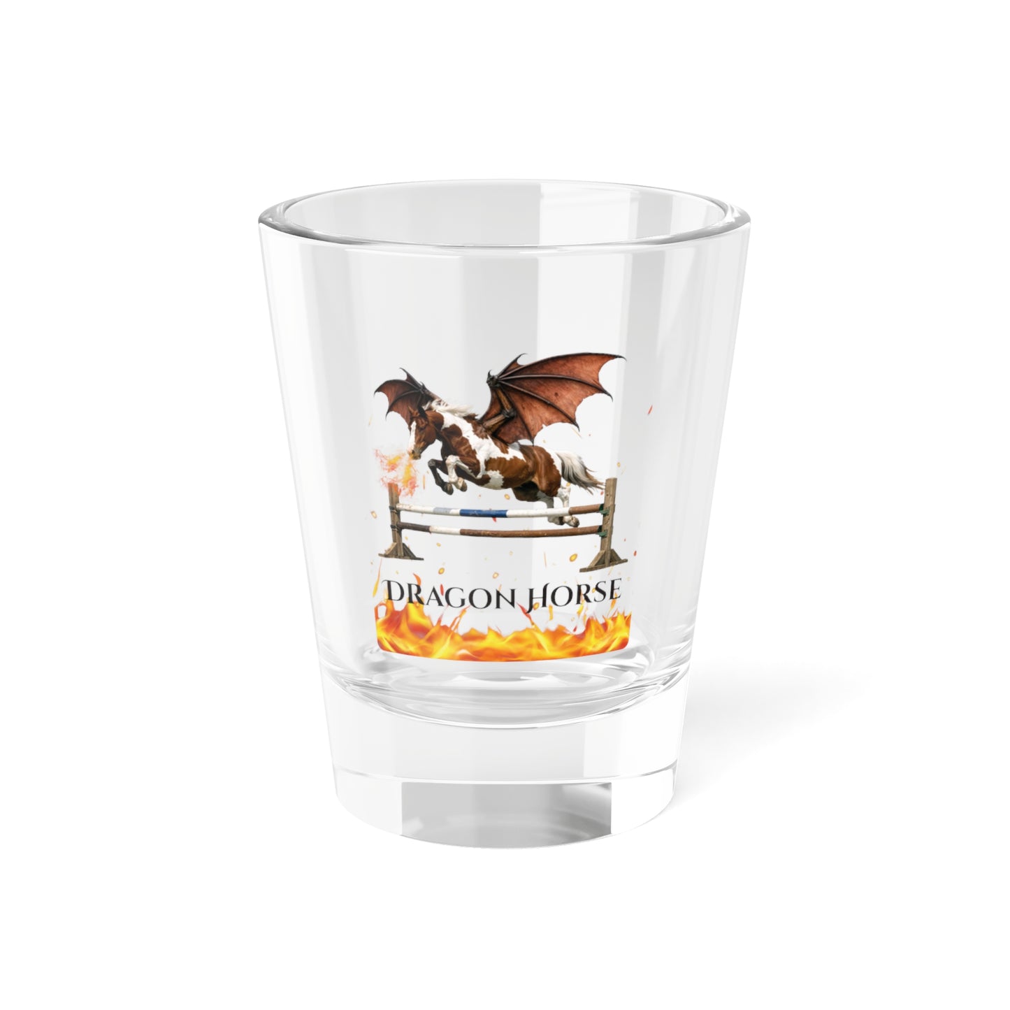 Chestnut & White Dragon Horse Shot Glass, 1.5oz