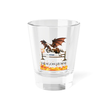 Chestnut & White Dragon Horse Shot Glass, 1.5oz