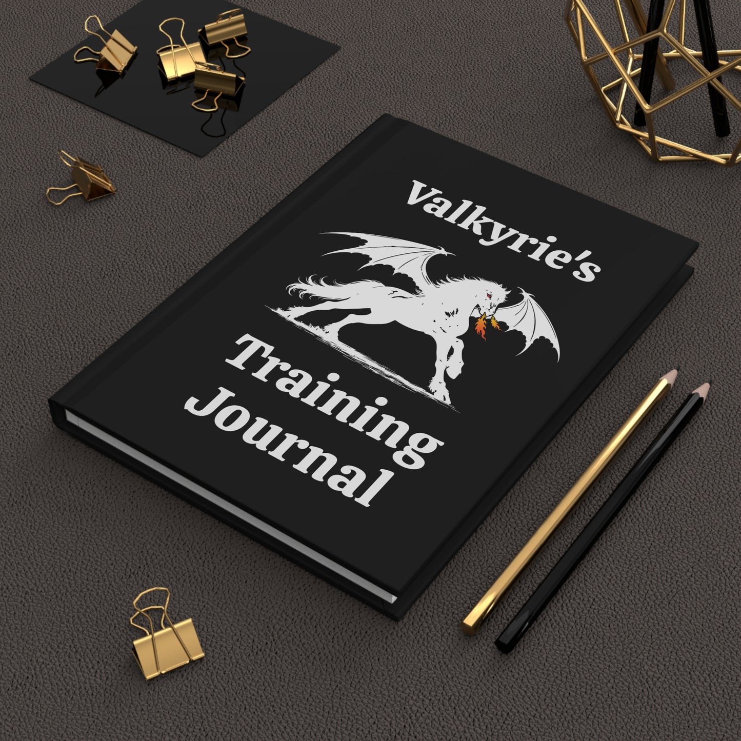Personalized Black Dragon Rider Horse Training Journal Fantasy Matte Hardcover Journal