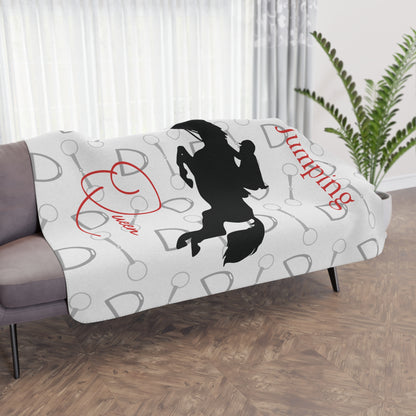 Jumping Horse Queen Sherpa Blanket — Equestrian Rider Gift