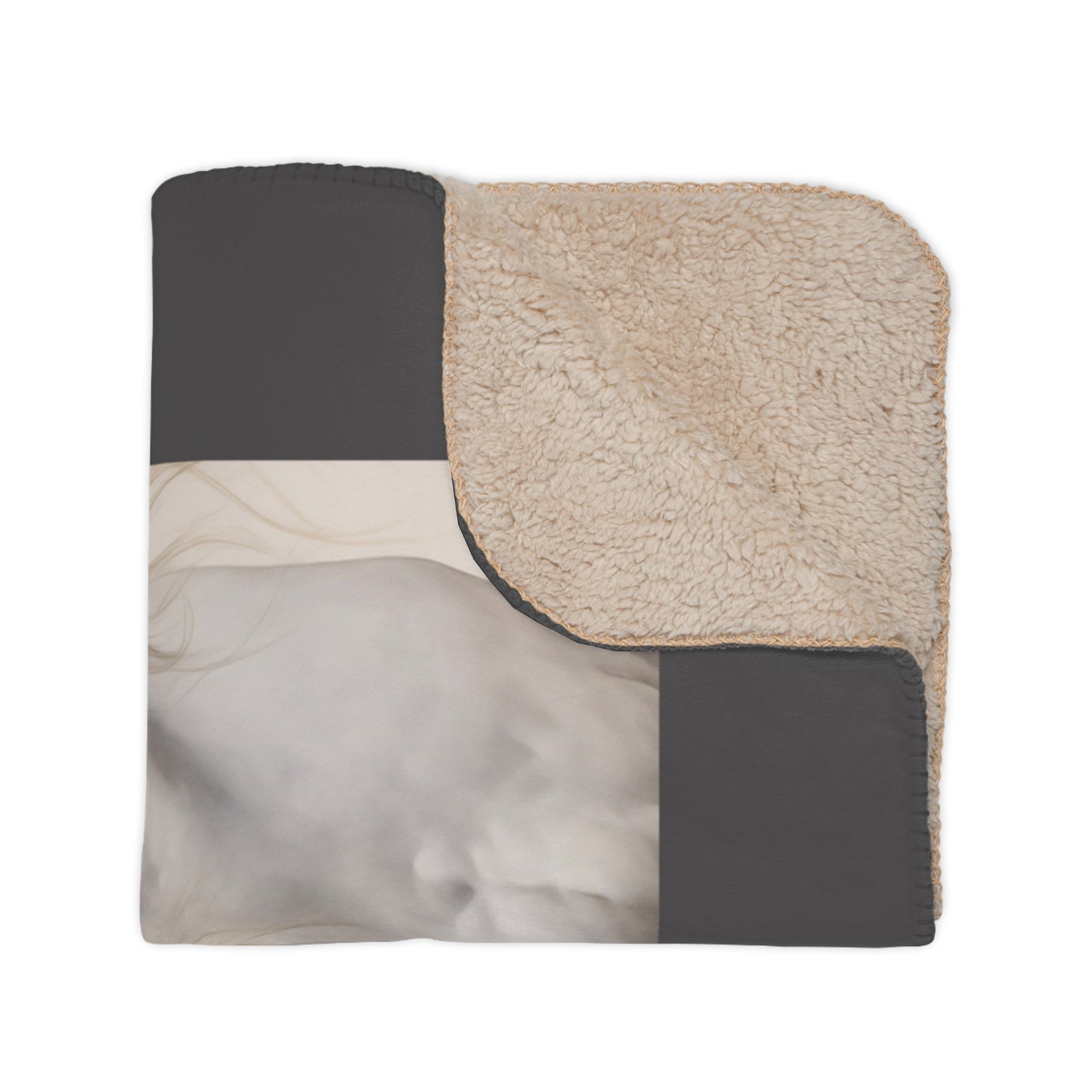 Horse Pair Tan Sherpa Blanket – Cozy Equestrian Throw
