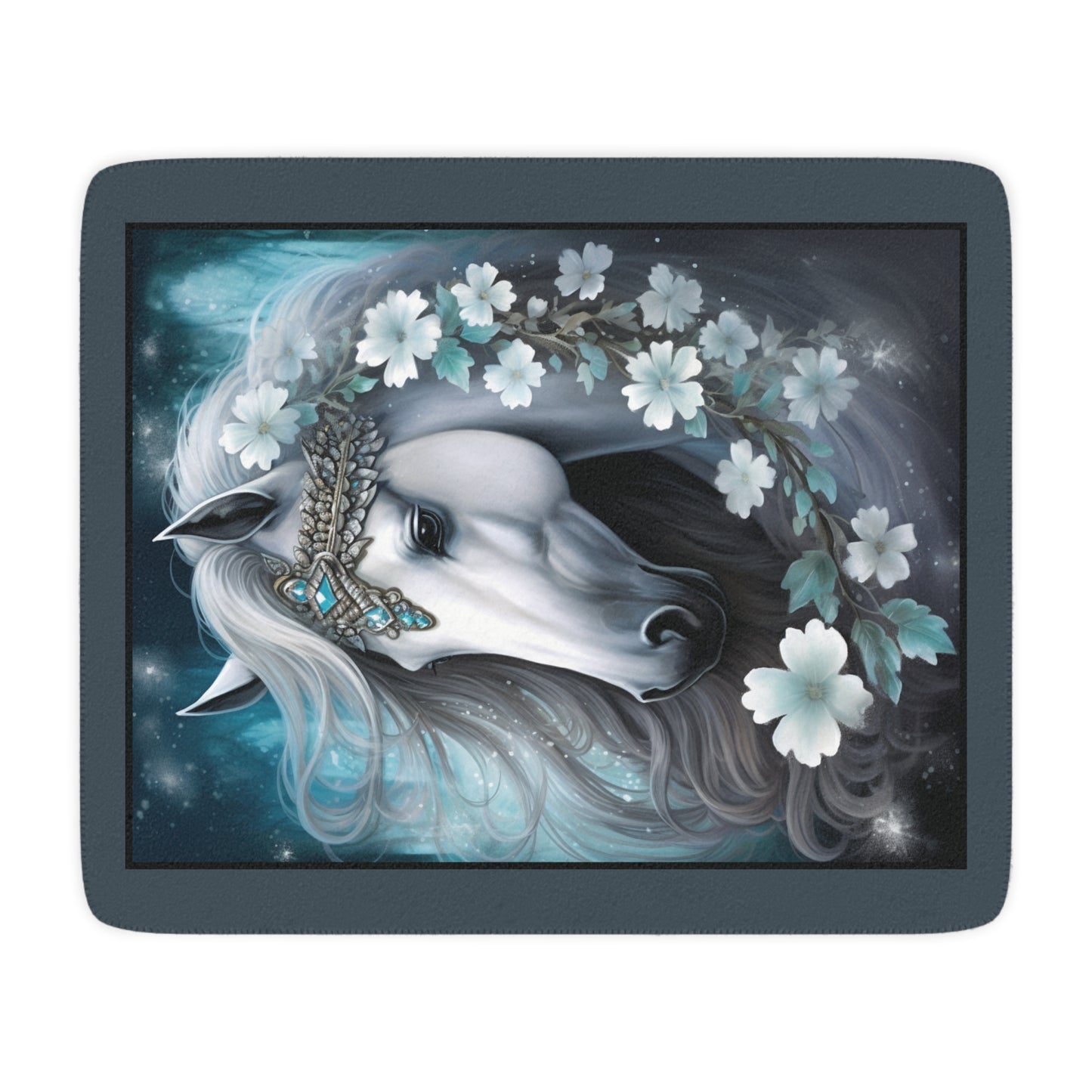 White Princess Horseheads Tan Sherpa Blanket
