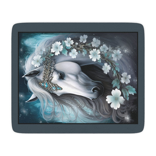 White Princess Horseheads Tan Sherpa Blanket