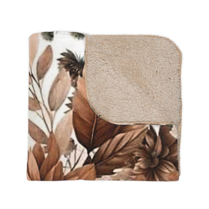 Tan Horse Floral Sherpa Blanket
