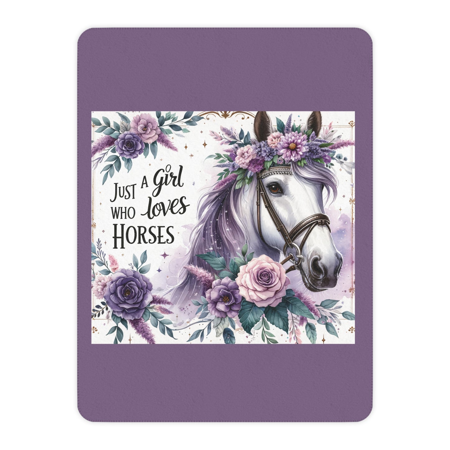 Horse Lover Sherpa Blanket — "Just a Girl Who Loves Horses" Cozy Throw