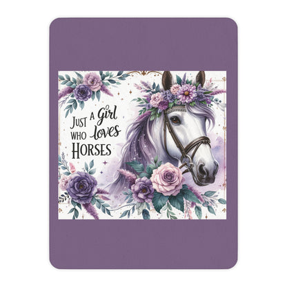 Horse Lover Sherpa Blanket — "Just a Girl Who Loves Horses" Cozy Throw
