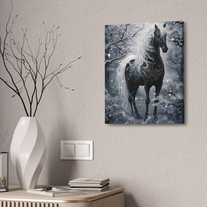 Mystic Black Horse Canvas Print — Stretched 1.5" Wall Art