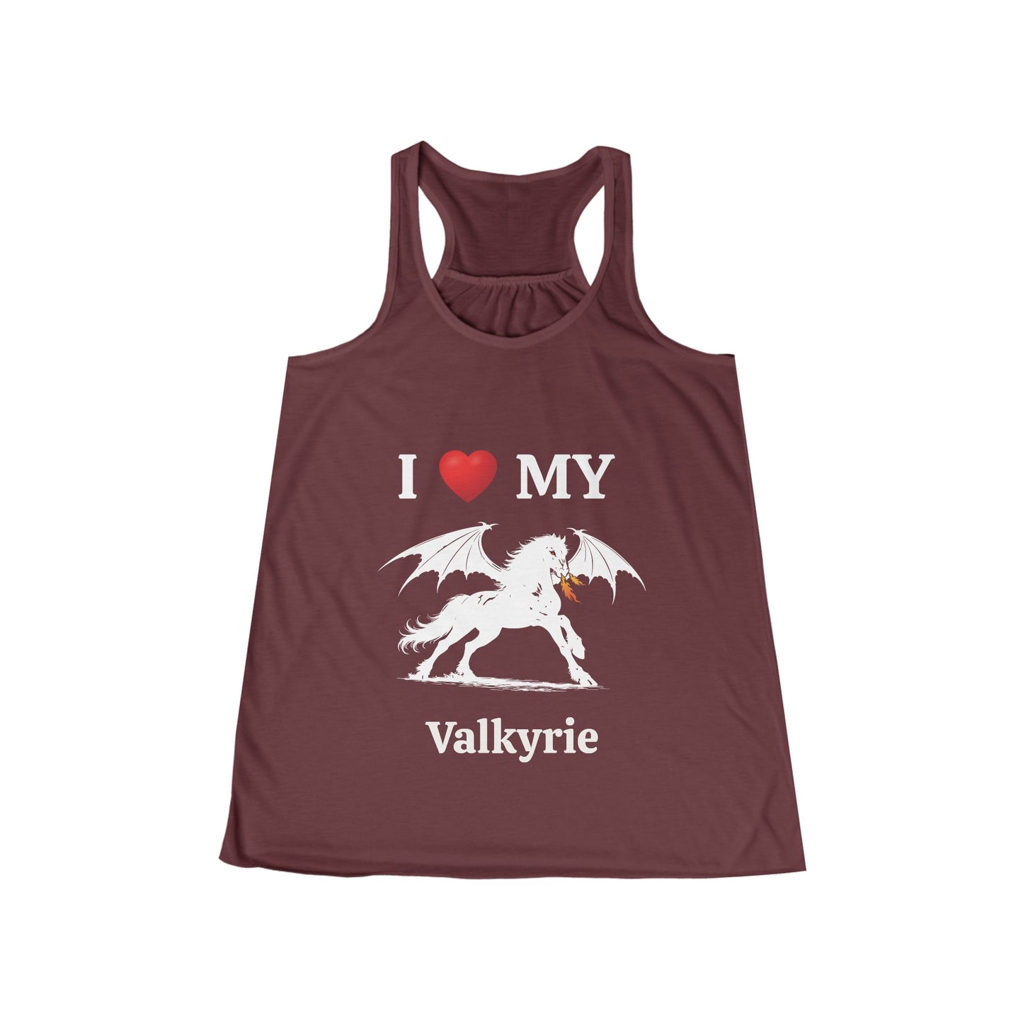 Personalized I Heart My Dragon Horse (Style A) Women's Flowy Racerback Tank