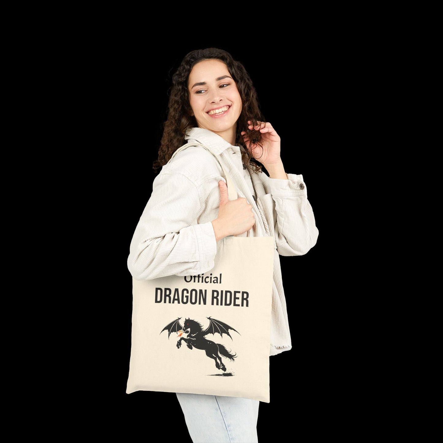 Official Dragon Rider Winged Horse Double-Sided Fantasy Cotton Canvas Tote Bag