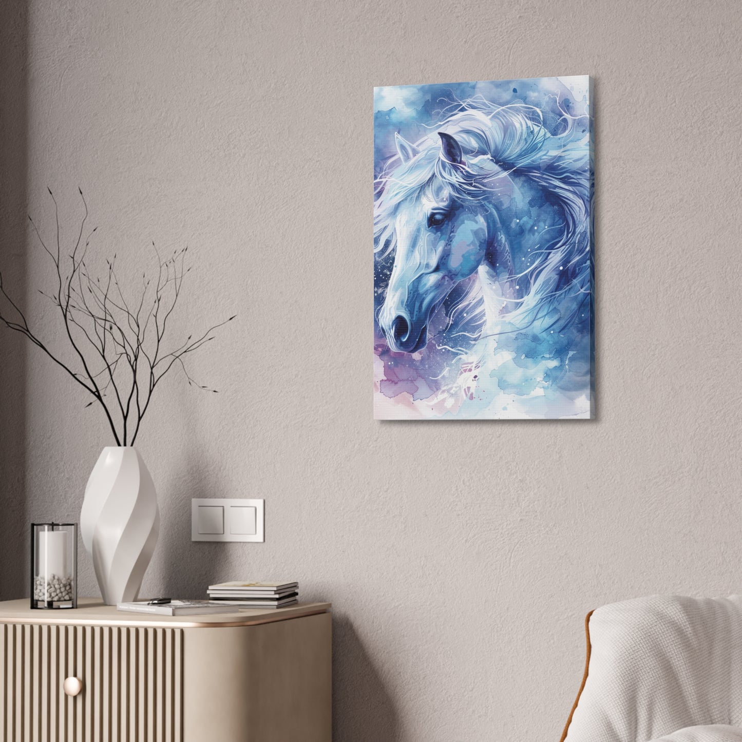 Ethereal Blue Horse Canvas Print — Stretched 1.5" Wall Art