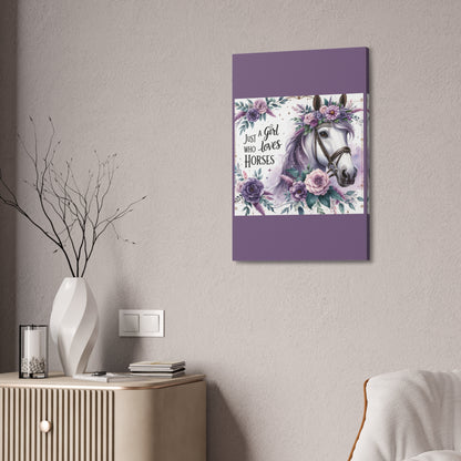 Just a Girl Who Loves Horses - Floral Horse Canvas Wall Art