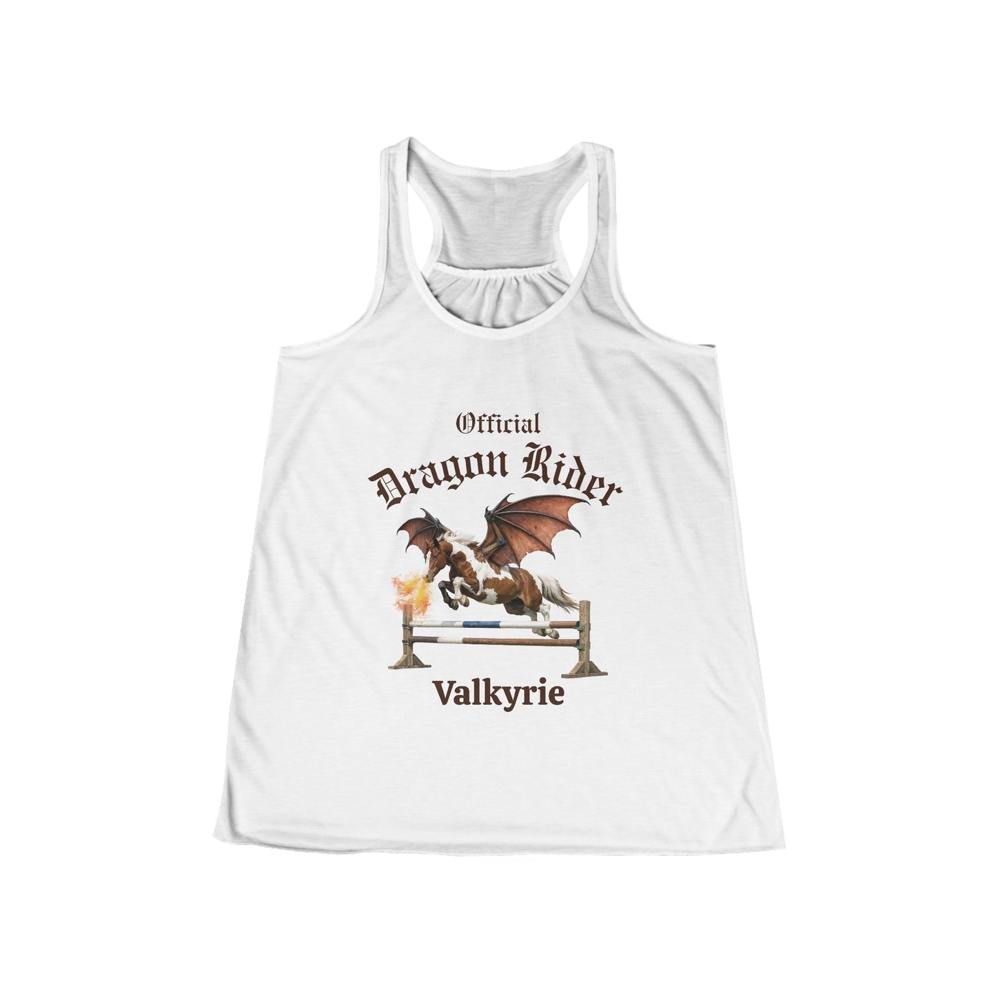 Personalized Chestnut & White Dragon Rider Women's Flowy Racerback Tank