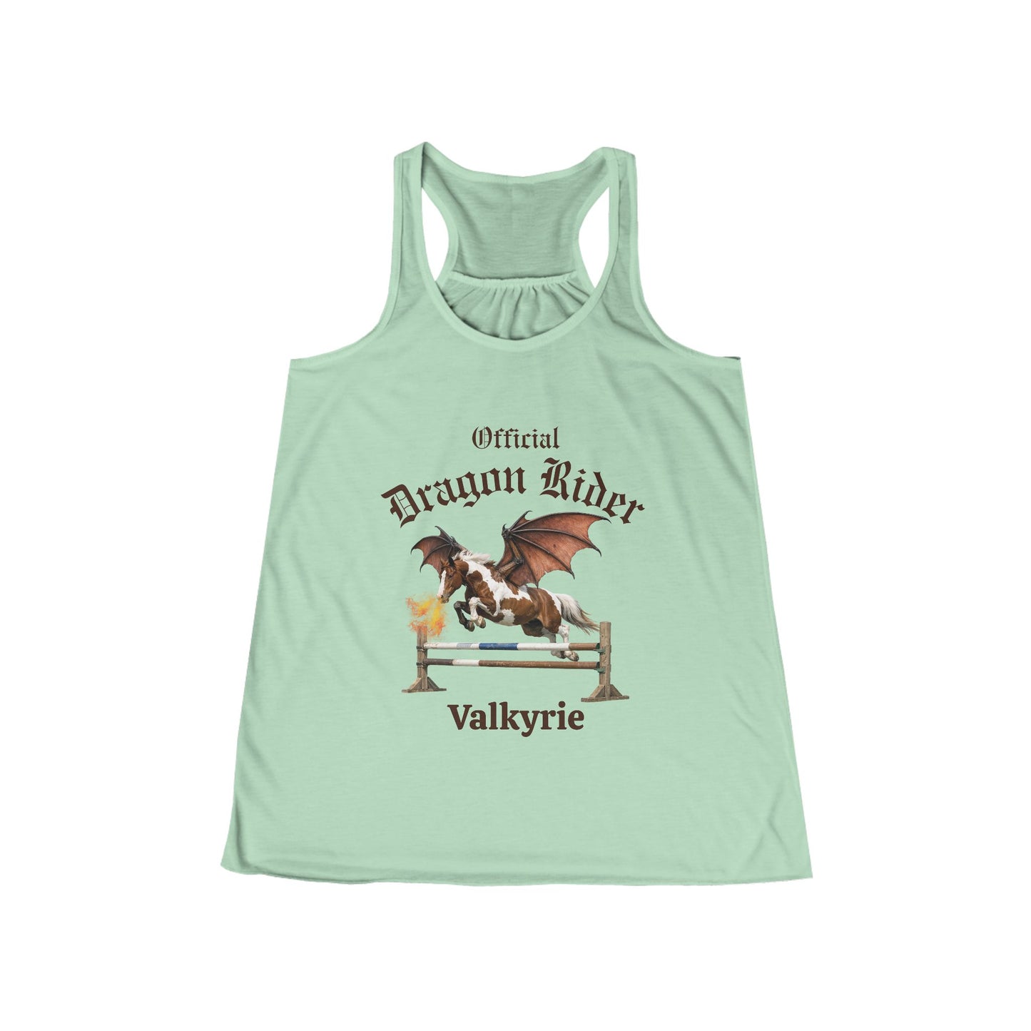Personalized Chestnut & White Dragon Rider Women's Flowy Racerback Tank