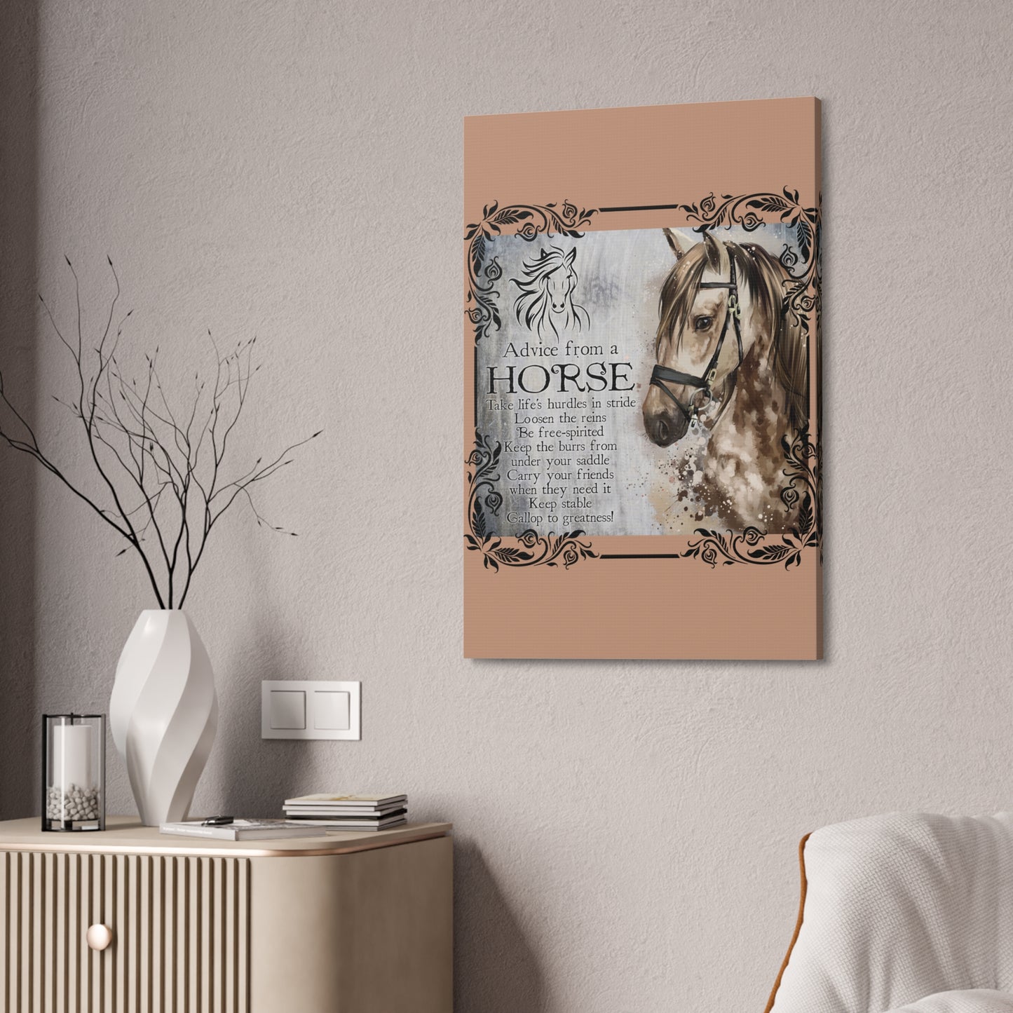 Horse Advice Canvas Wall Art — Inspirational Equine Quote Stretched Canvas