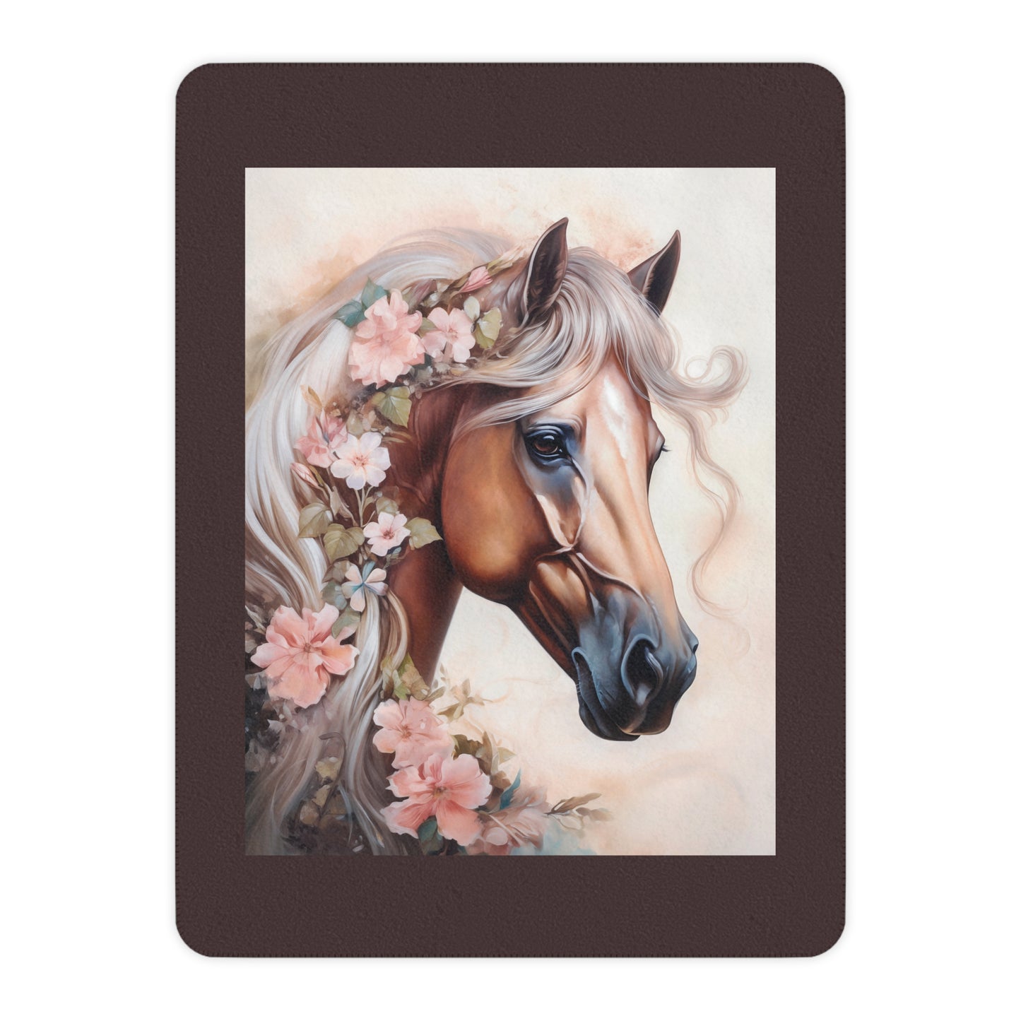 Floral Palomino Horse Tan Sherpa Blanket