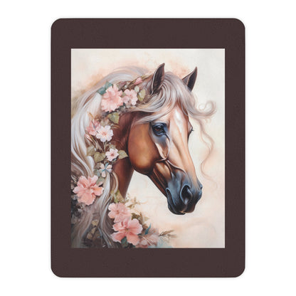 Floral Palomino Horse Tan Sherpa Blanket