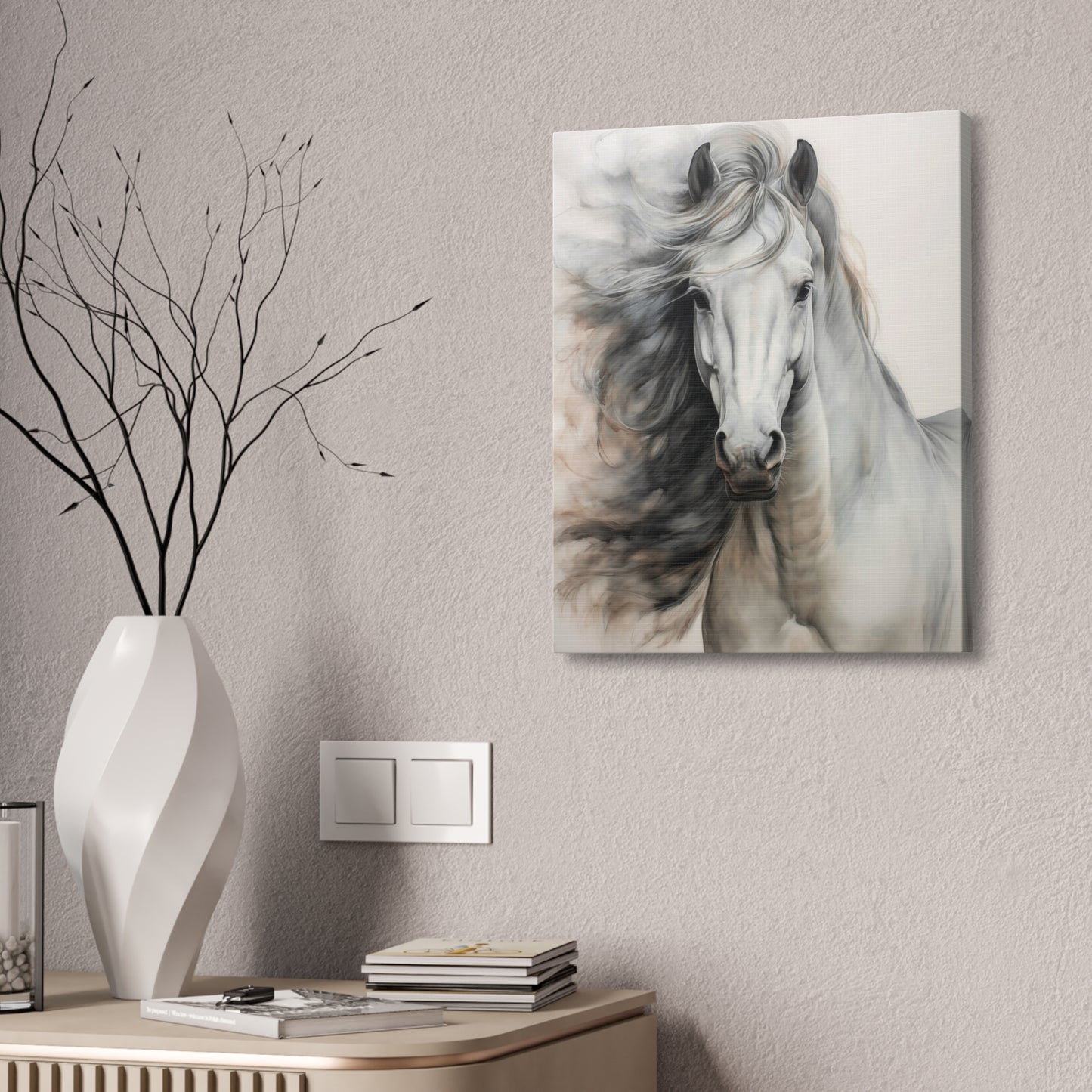 Majestic White Horse Canvas Print — Stretched 1.5" Wall Art