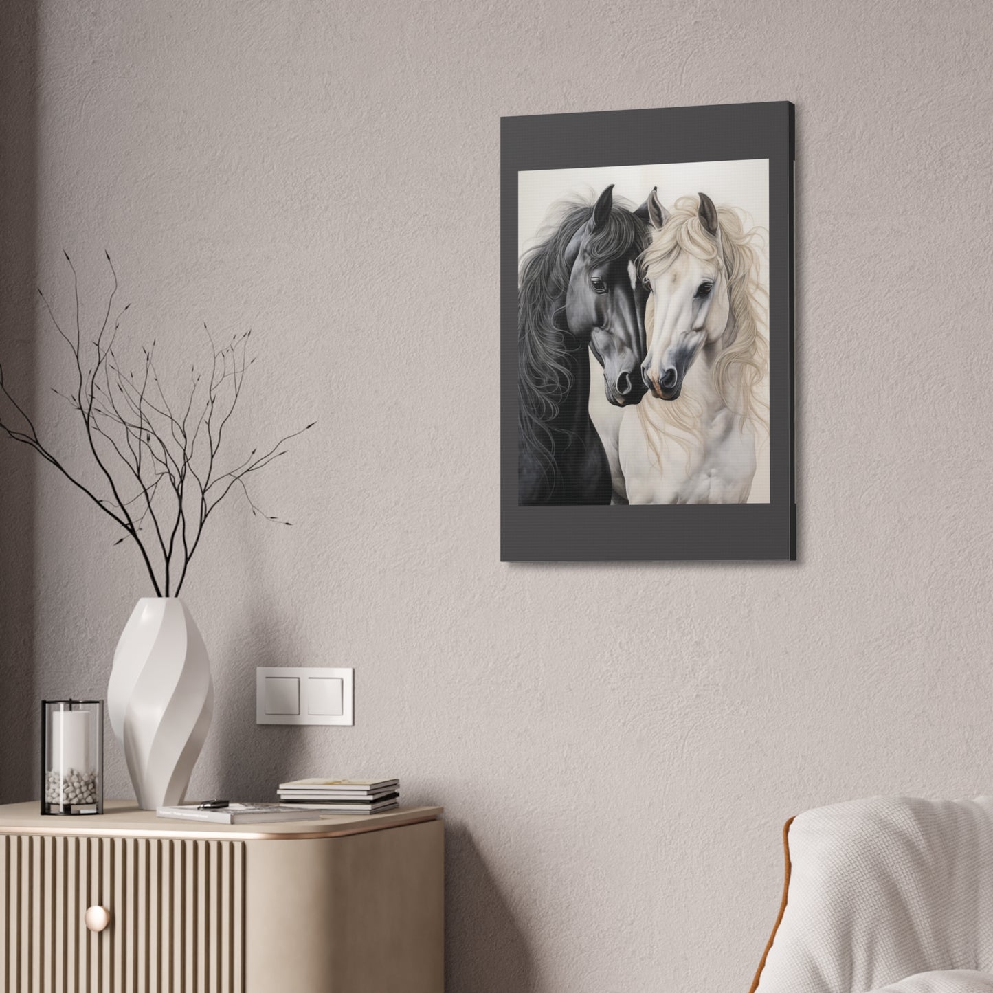 Black & White Horse Portrait Canvas – Stretched 1.5"