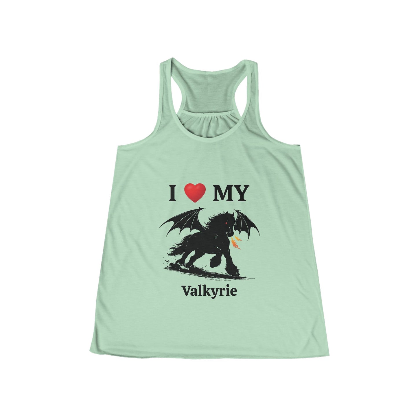 Personalized I Heart My Dragon Horse (Style D) Women's Flowy Racerback Tank
