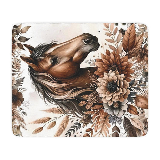Tan Horse Floral Sherpa Blanket