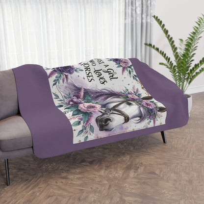 Horse Lover Sherpa Blanket — "Just a Girl Who Loves Horses" Cozy Throw