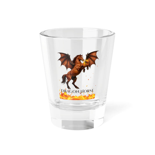 Dragon Horse Chestnut Rearing Winged Horse Fire Breathing Fantasy Equestrian Shot Glass