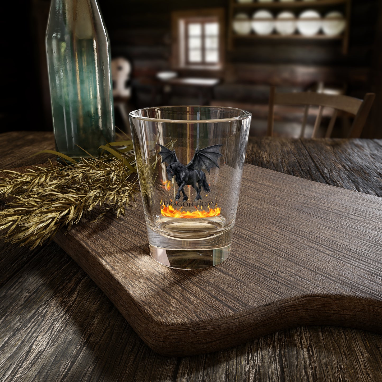 Dragon Horse Black Winged Horse Fire Breathing Fantasy Equestrian Shot Glass