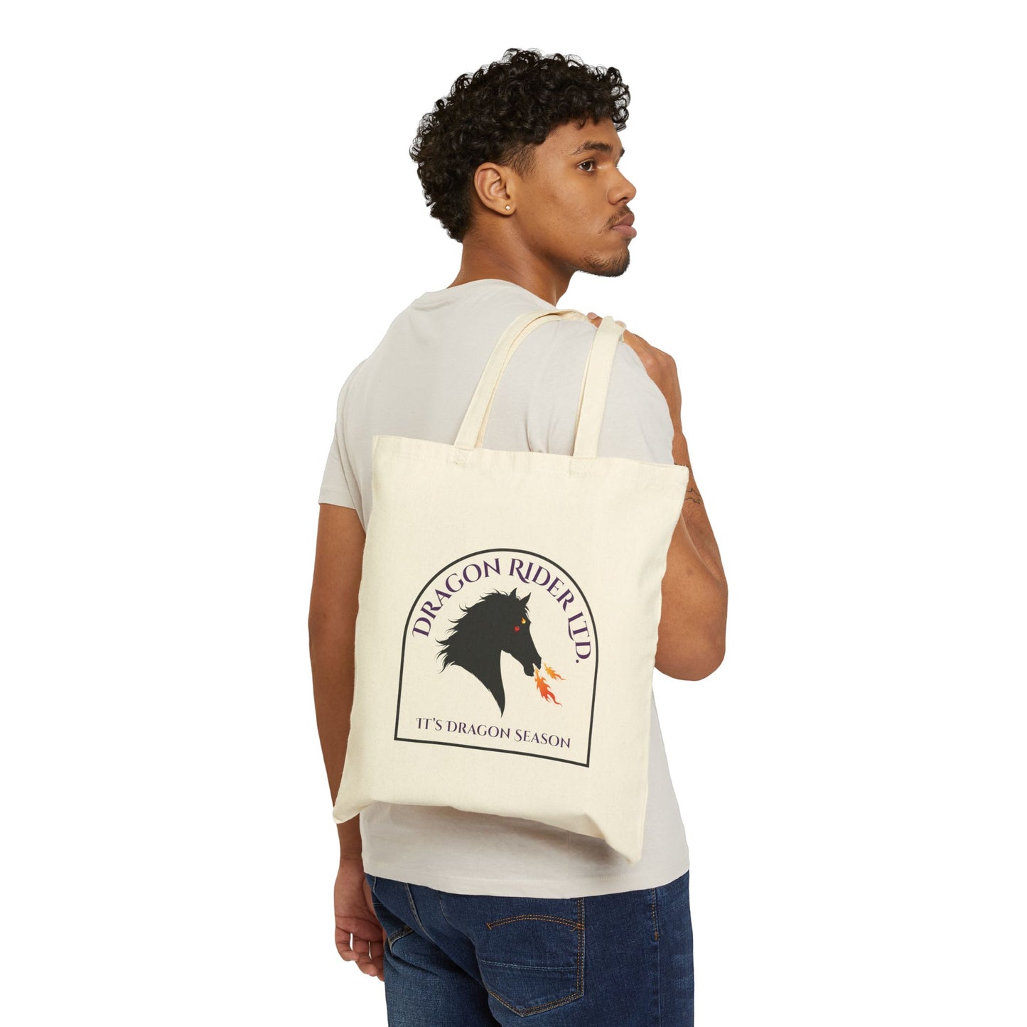 Official Dragon Rider Winged Horse Double-Sided Fantasy Cotton Canvas Tote Bag