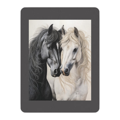 Horse Pair Tan Sherpa Blanket – Cozy Equestrian Throw