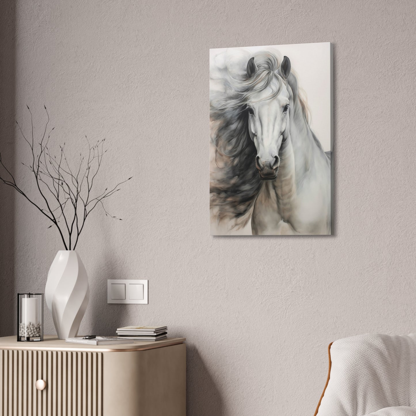 Majestic White Horse Canvas Print — Stretched 1.5" Wall Art