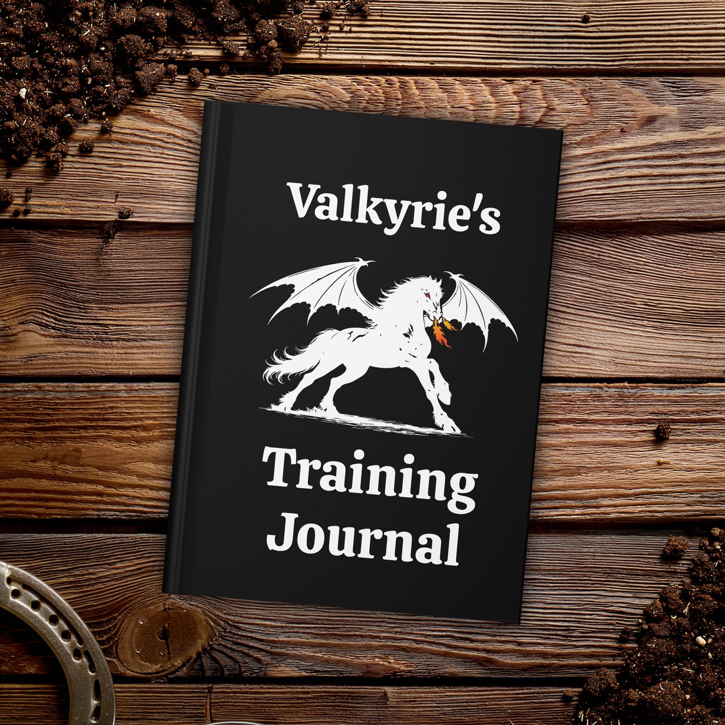 Personalized Black Dragon Rider Horse Training Journal Fantasy Matte Hardcover Journal