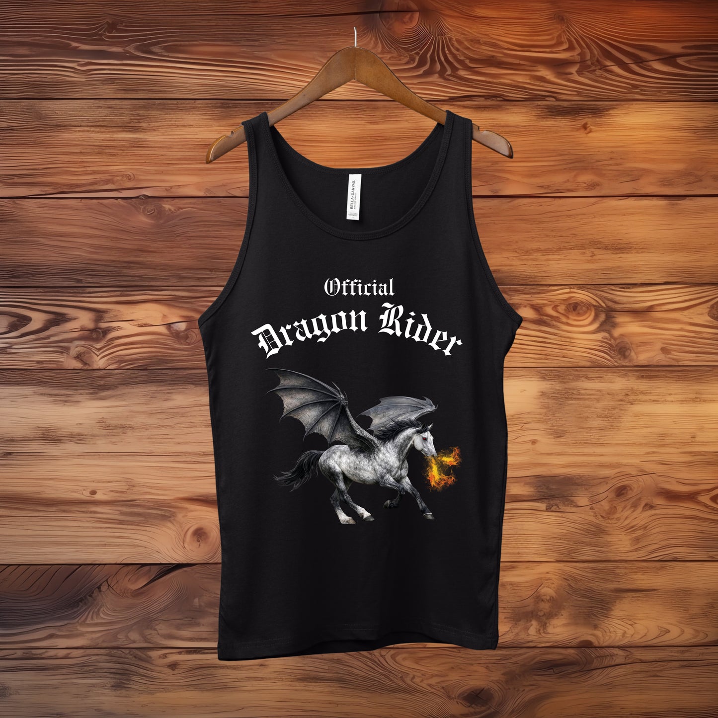 Official Dragon Rider Winged Gray Horse Fire Breathing Equestrian Unisex Jersey Tank