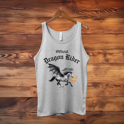 Official Dragon Rider Winged Gray Horse Fire Breathing Equestrian Unisex Jersey Tank