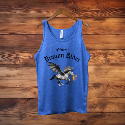 Official Dragon Rider Winged Gray Horse Fire Breathing Equestrian Unisex Jersey Tank
