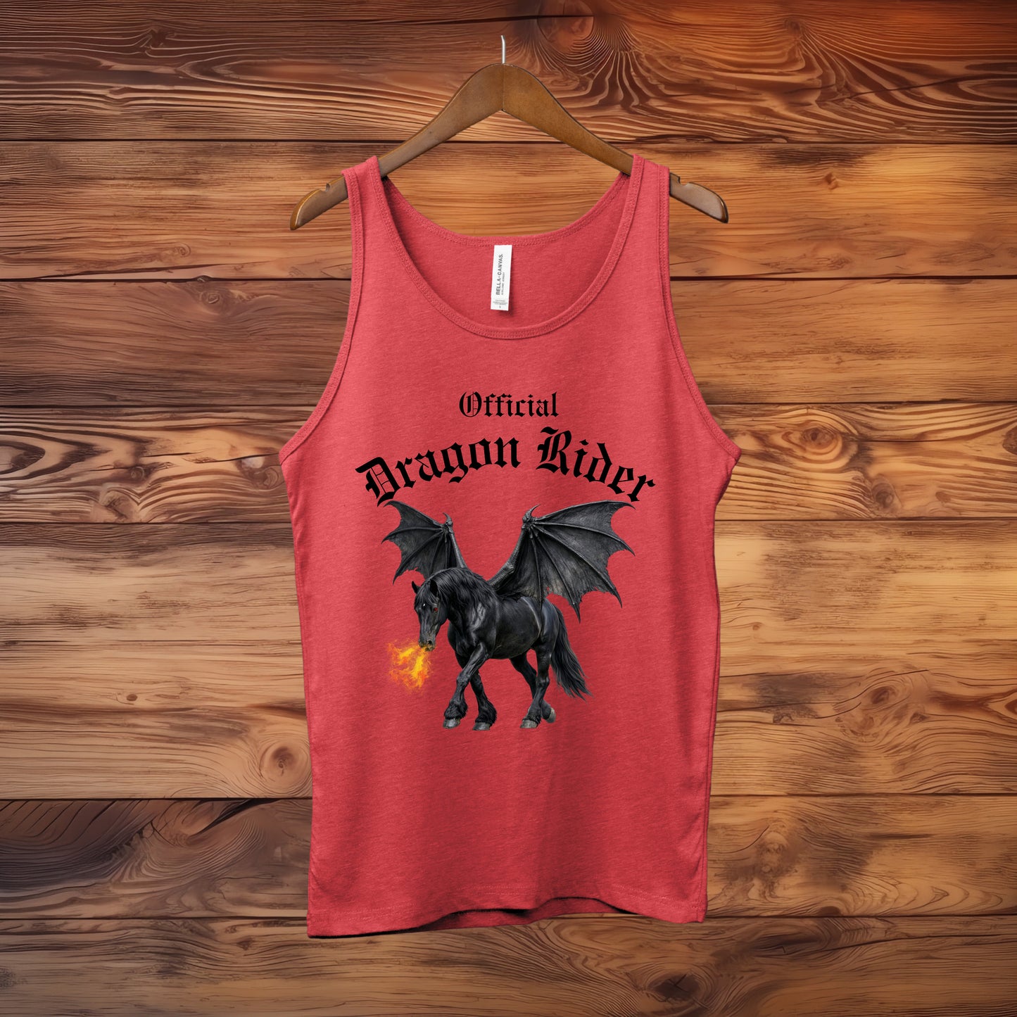 Official Dragon Rider Black Winged Horse Fire Breathing Equestrian Unisex Jersey Tank