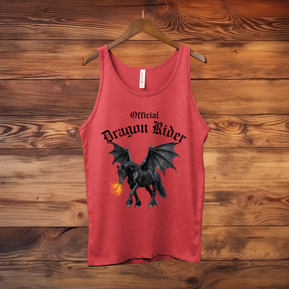 Official Dragon Rider Black Winged Horse Fire Breathing Equestrian Unisex Jersey Tank