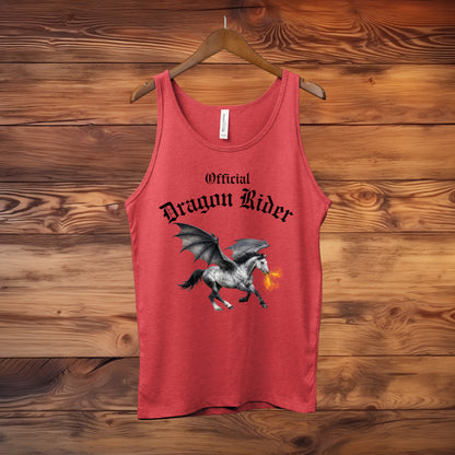 Official Dragon Rider Winged Gray Horse Fire Breathing Equestrian Unisex Jersey Tank