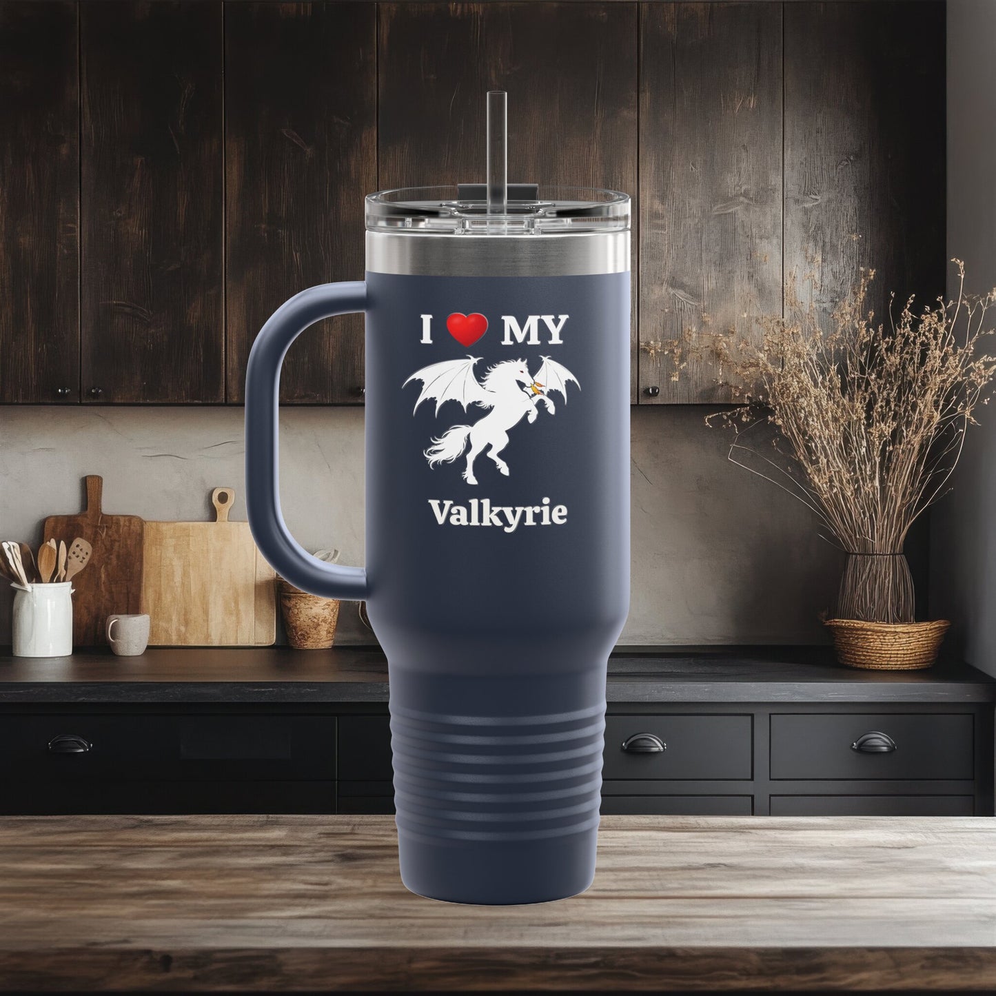Personalized I Love My Dragon Horse Insulated Travel Mug