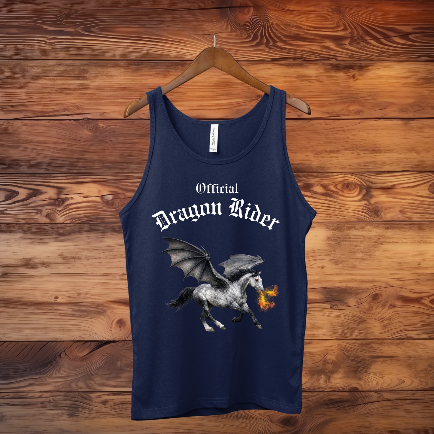 Official Dragon Rider Winged Gray Horse Fire Breathing Equestrian Unisex Jersey Tank