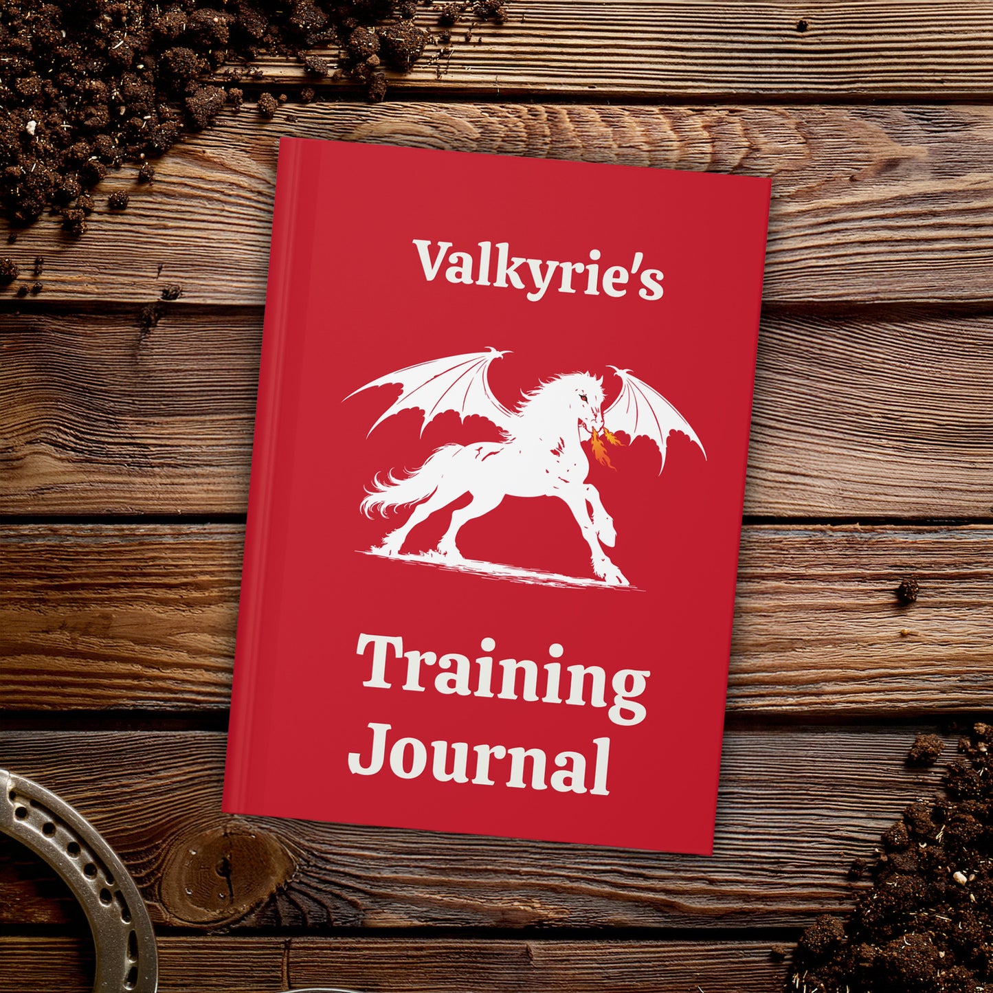 Personalized Red Dragon Rider Horse Training Journal Fantasy Matte Hardcover Journal