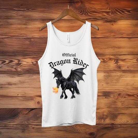 Official Dragon Rider Black Winged Horse Fire Breathing Equestrian Unisex Jersey Tank