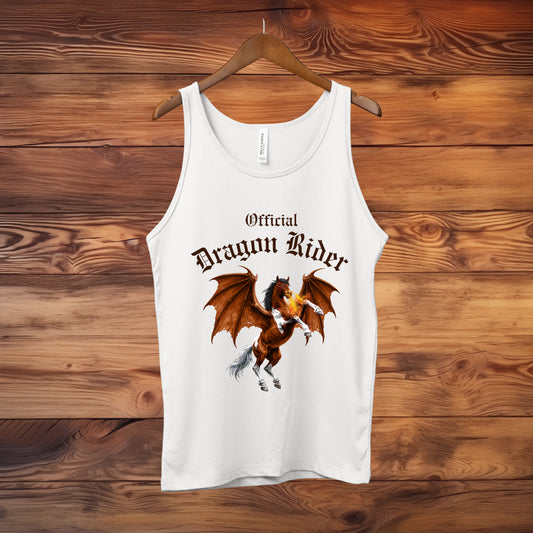 Official Dragon Rider Bay & White Rearing Winged Horse Equestrian Unisex Jersey Tank