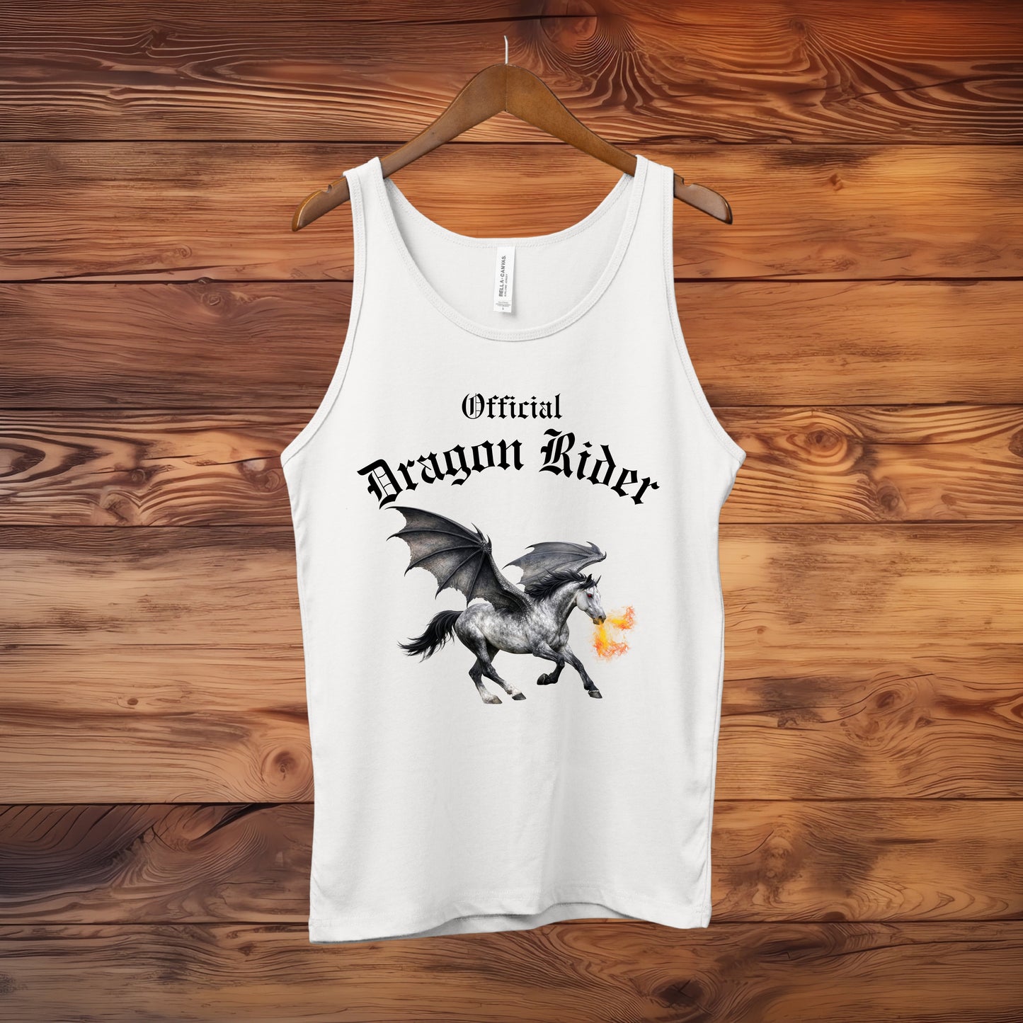 Official Dragon Rider Winged Gray Horse Fire Breathing Equestrian Unisex Jersey Tank