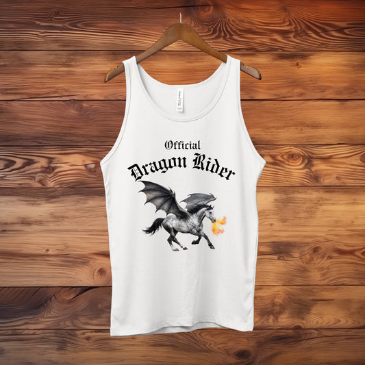 Official Dragon Rider Winged Gray Horse Fire Breathing Equestrian Unisex Jersey Tank
